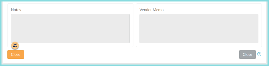 A screenshot of the order notes and vendor memos as described on this page.