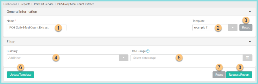Screenshot of the POS Daily Meal Count Extract screen as described on this page.