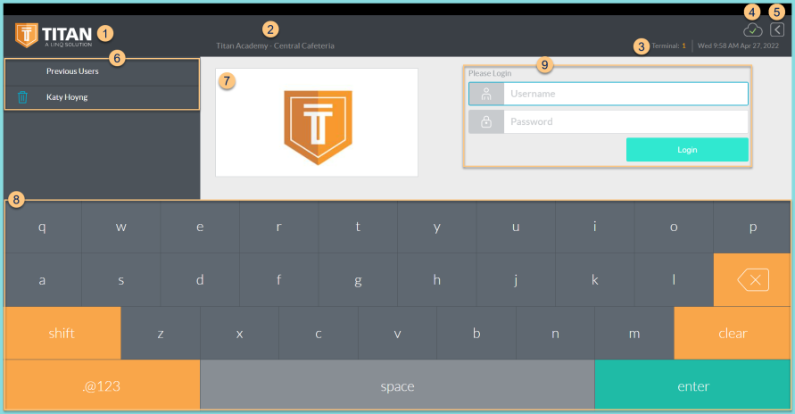 A screenshot of the POS login screen as described on this page.