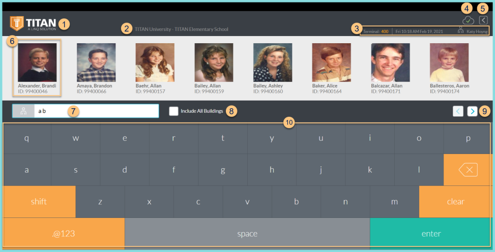 A screenshot of the POS search screen as described on this page.