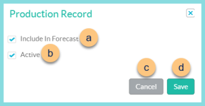 A screenshot of the forecast rights and active status modal as described on this page.