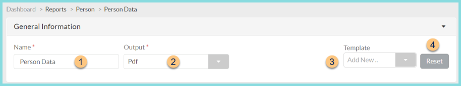 Screenshot of the Person Data Report General Information as described on this page.