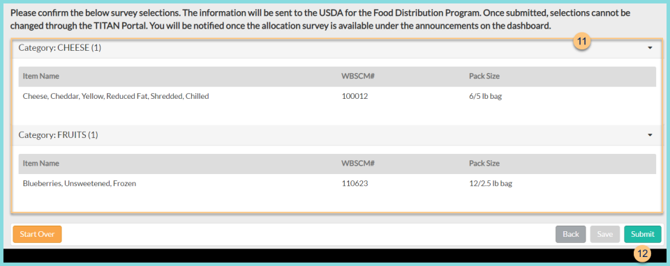 A screenshot of the survey response confirmation screen as described on this page.