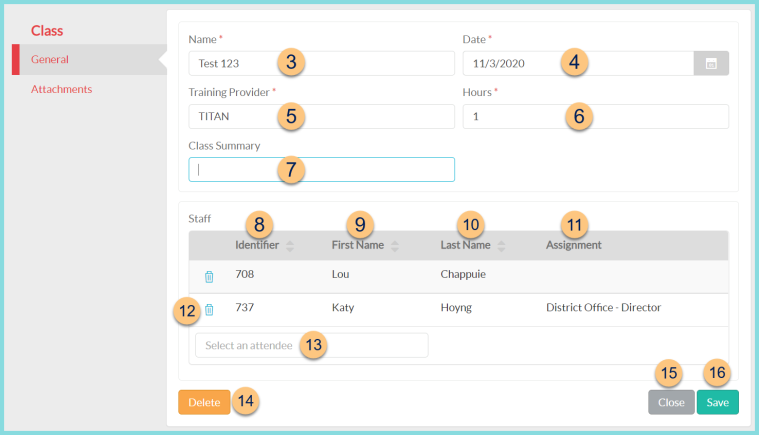 Screenshot of the Professional Standards general tab as described on this page.