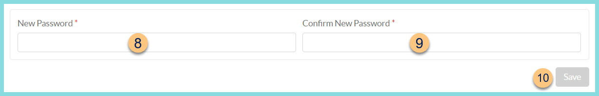 A screenshot of the user profile password tab as described on this page.