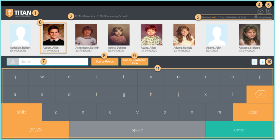 Screenshot of the search feature on the POS device as decribed on this page.