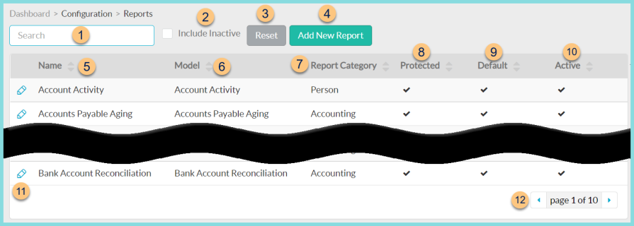 Screenshot of the Reports Screen as described on this page.