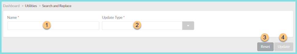 Screenshot of the Search and Replace screen as described on this page.