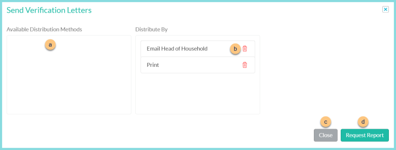 A screenshot of the send verification letters modal as described on this page.