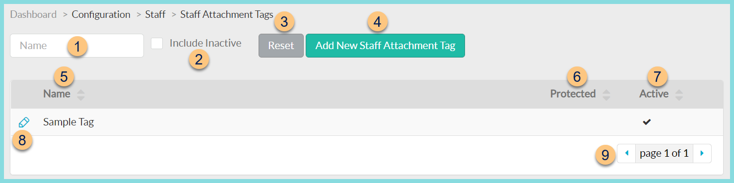 Screenshot of Staff Attachment Tags settings as described on this page.
