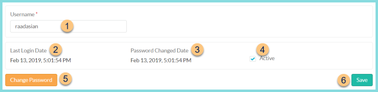Screenshot of existing user information