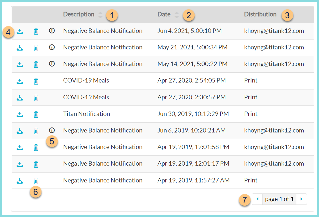A screenshot of the student managment notifications screen as described on this page.