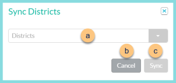 Screenshot of the Sync Districts modal as described on this page.