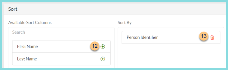 Screenshot of the available sort columns for the Title One Eligibility Report as described on this page.