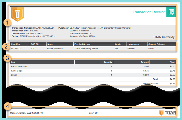 A screenshot of an example Transaction Receipt as described on this page.