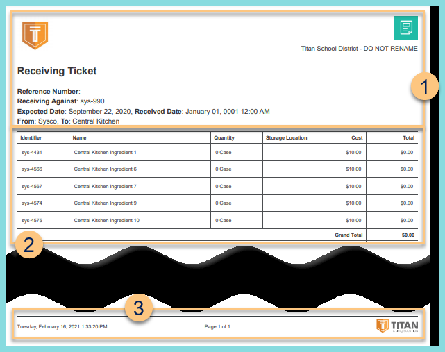 A screenshot of a vendor order receipt as described on this page.