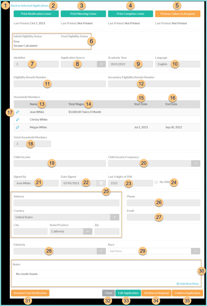A screenshot of a selected application for verifcation as described on this page.