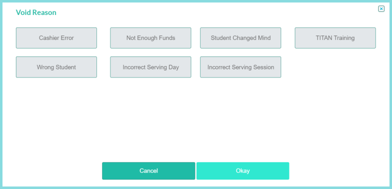 Screenshot of a list of void reasons as described on this page.