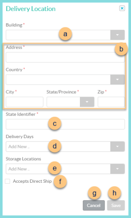 A screenshot of the delivery location modal as described on this page.